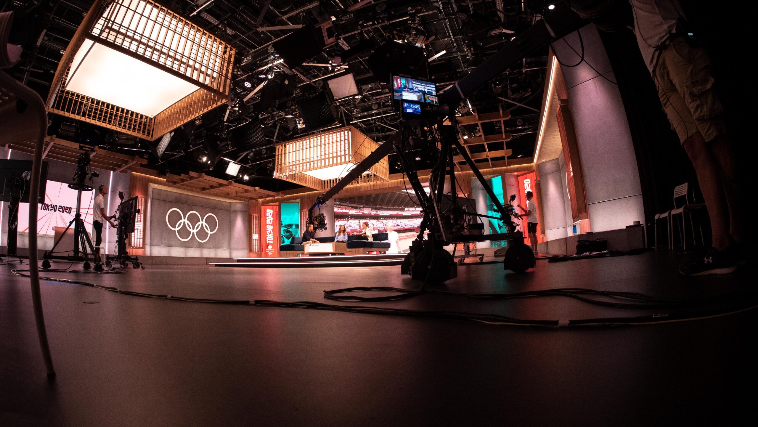 Broadcast studio prepared for production management